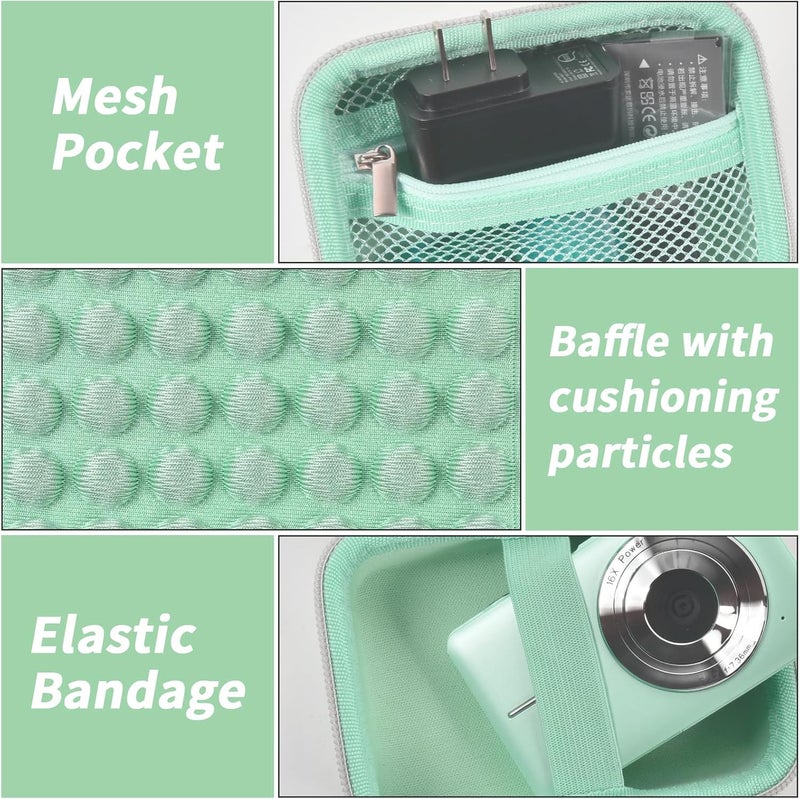 Grapsa Digital Camera Case for CAMKORY/for Kodak Pixpro/for VAHOIALD/for Sony DSCW800 830/ for Canon PowerShot 180 190. Vlogging Cameras Storage Holder for Accessories (Box Only)-Green - Image 3